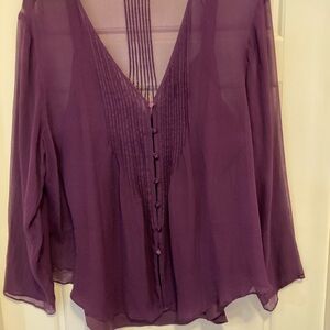Coldwater Creek Deep Purple Sheer Blouse
